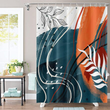 Zasłona prysznicowa Boho 36x72 cale Granatowy koralowy eukaliptus