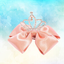 Pinza para el cabello con lazo y corona rosa para niñas (1 pieza)