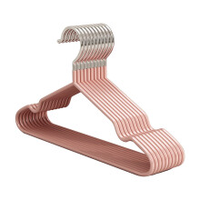 Cabides de metal antiderrapantes, pacote com 10 unidades, rosa.