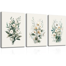 Ensemble de tableaux muraux aquarelle Fleurs – Toile florale botanique