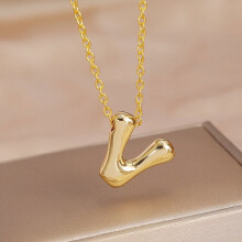 Bubble Letter Necklace Gold Plated Dainty Initial Pendant
