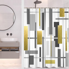 Geometrisch douchegordijn goudgrijs 72x72 inch