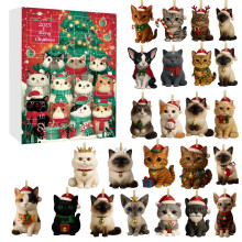 Katten-adventskalender met 24 ornamenten