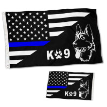Politi Tyndt Blåt Hundeflag 2x3 Fod 3-lags med Messing