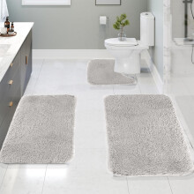 Badmatten set effen kleur 3-delig antislip waterabsorberend