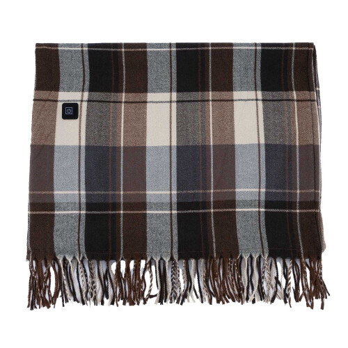 Dark Brown Striped USB Heated Blanket with Zipper 1pc
