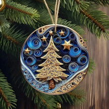 Christmas Pendant Acrylic Navy Blue and Gold 8 cm