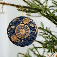 Christmas Pendant Acrylic Navy Blue Gold 8 cm