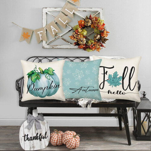 Fodere per cuscini decorativi in stile rustico, set da 4 pezzi, 50x50 cm, blu 2