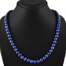Naszyjnik z naturalnych, intensywnie niebieskich, okrągłych koralików z lapis lazuli, 6 mm, 20
