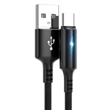 USB-C laddningskabel flätad med LED-ljus snabbladdning