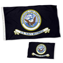 Bandera militar retirada de la Marina de los EE. UU., doble cara, 3x5 pies.