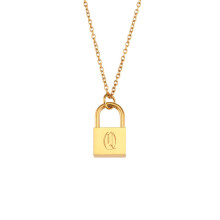 Women's stainless steel initial pendant necklace A-Z