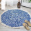 Tapete redondo azul e branco com padrão tradicional, 91 x 91 cm (36 x 36 polegadas) 1