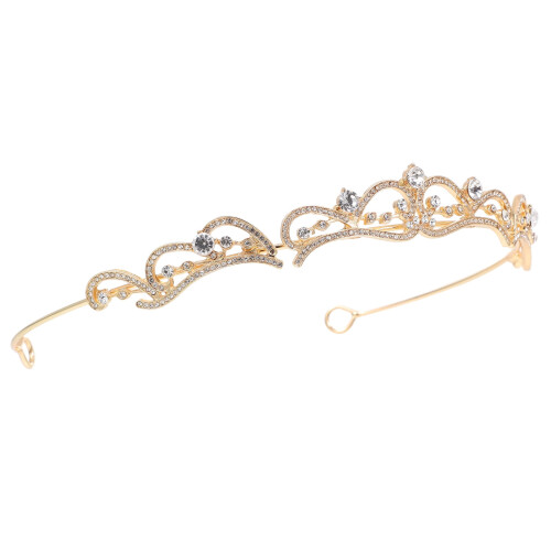 Tiara de Coroa Dourada para Noivas e Mulheres (Conjunto Completo)