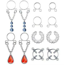 Női piercing nélküli hamis mellbimbógyűrűk, 6 pár