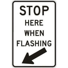 Segnale di avvertimento stradale "Stop Here When Flashed" (20x30 cm)