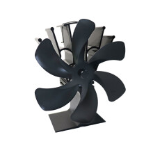Ventilador para fogão a lenha, movido a calor, com 6 pás, preto.
