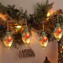 LED Light Bulb Ornament with Purple Hydrangea Glass Decor