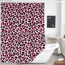 Lyserødt leopardprint bruseforhæng 72x84 tommer