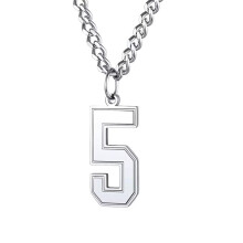 Halsband med siffror i rostfritt stål för kvinnor, silver5