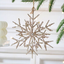 Christmas Tree Ornament Wrought Iron Snowflake 3D Beige