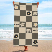 Strandhanddoek met berenprint, zacht en absorberend, 90x180 cm