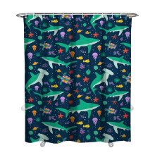 Badrumsdraperi för barn Shark Zone 72x84 tum Vattentät polyester
