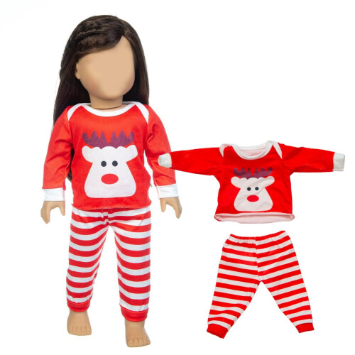 Conjunto de vestido e fantasia natalina para bonecas de 45 cm (18 polegadas)