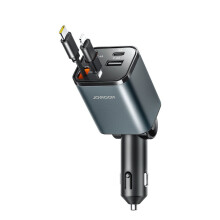 Joyroom 4-in-1 Car Charger 30W with Retractable USB-C/Lightning Cables