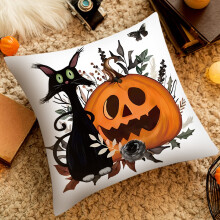 Conjunto de capas de almofada em poliéster com estampa de abóbora de Halloween (2 peças)