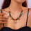 Boho-Weihnachtskette für Damen, rot-grün, Perlenkette 1