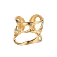 Roestvrijstalen ring met onregelmatige uitsparing voor mannen en vrouwen, goudkleurig.