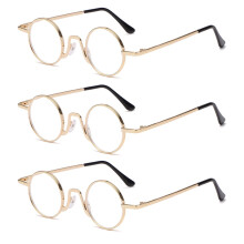 Presbyopia Glasses Black Metal Retro 3 Pairs 41mm