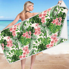 Tropische bloemen strandhanddoek, sneldrogend, 75x150cm