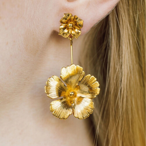Flower Petal Stud Earrings 18K Gold Plated