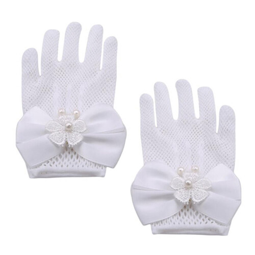 Luvas de renda branca, estilo elegante (1 par)