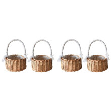 4 Cestas de Almacenamiento Tejidas con Asa, Cestas de Flores para Boda, Cestas de Flores de Ratán de Mimbre para la Decoración del Jardín del Hogar