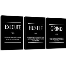 Toiles imprimées avec citation inspirante, encadrées en noir, 30 x 40 cm (lot de 3), lot de 3