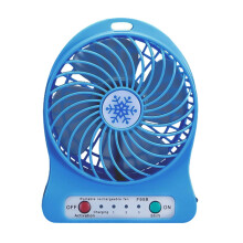 Ventilador de mesa portátil com luz LED, mini recarregável com 3 velocidades