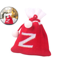 Kerst gebreide cadeautas met trekkoord, rood-wit kerstmanzak