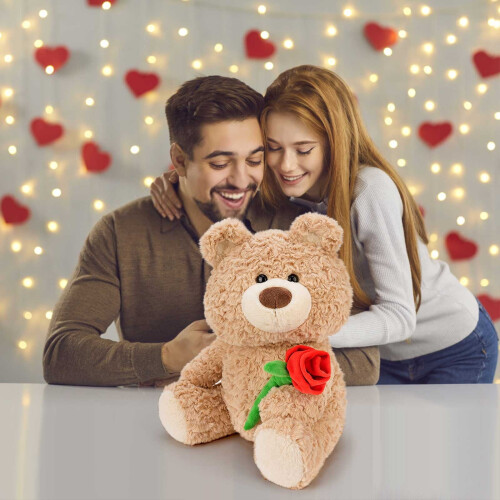 Rose Bear Plush Toy Romantic Hugging Teddy Bear 1 Piece