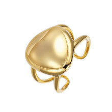 Anello da donna in acciaio inossidabile con triangolo e arco, colore oro, taglia 6