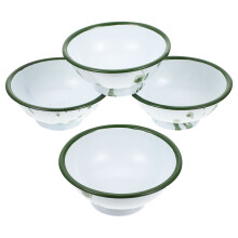 Green Enamel Bowls Set Vintage Kitchen Storage 4 pcs