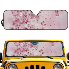 Pink Cherry Blossom Butterfly Sun Shade for Jeep Wrangler