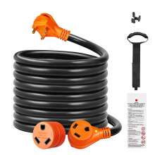 RV Extension Cord 25 Ft 30A 10AWG with LED Light and 15A