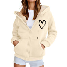 Unisex Fleece Hoodie Zip-Up Casual Winter Jacket