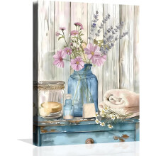 Farmhouse Flower Canvas Wall Art Vintage Pink 12x16 inch