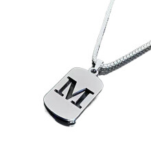 Titanium Steel Initial Pendant Necklace Unisex A-Z