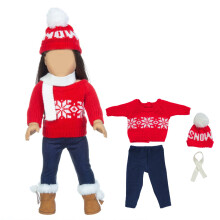 18 Inch Doll Dress Set Top Pants Hat Scarf